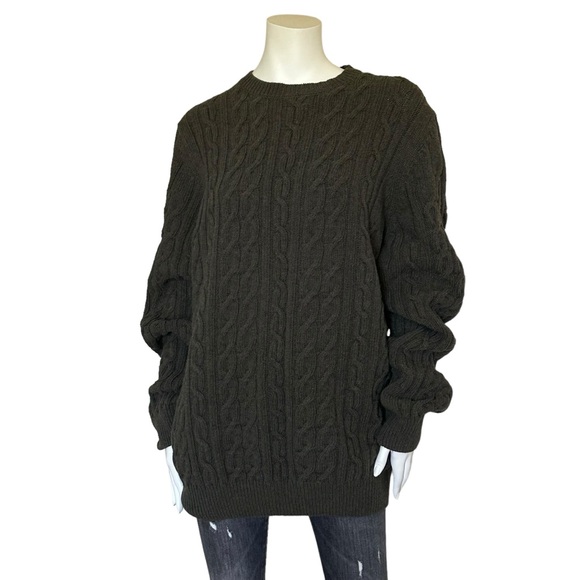 BARBOUR Oversized Slouchy Knit Crewneck Grandpa Dad Boyfriend Sweater Wool - Picture 3 of 11